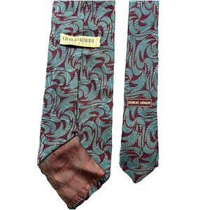 VTG Giorgio Armani Cravatte Gray Paisley 100% Silk Neck Tie 4" 54" Italy Made 90